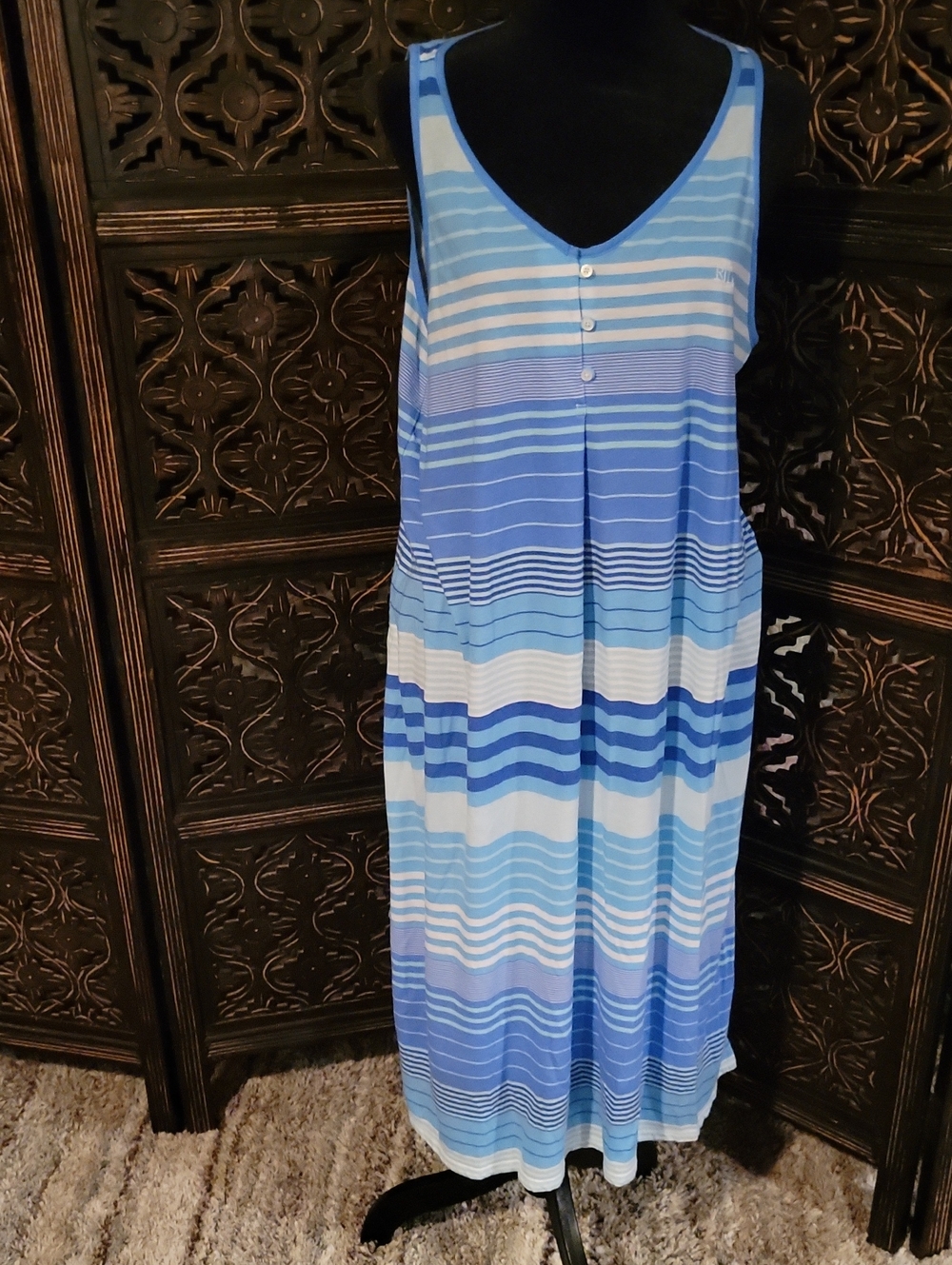 Ralph Lauren Blue & White Striped Sleeveless Pajama Dress